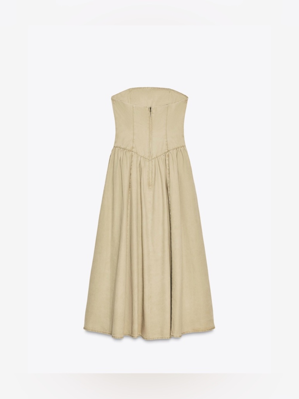 Zara strapless midi dress made of fabric with a washing effect - Picture 4 of 7